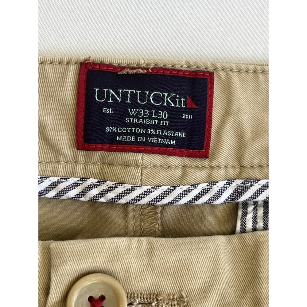 UNTUCKit Men's Straight Fit Chino Pants 33x30 Khaki Tan Stretch Cotton EUC - Picture 3 of 8